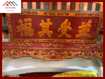 Bức hoành phi câu đối nhà thờ họ Quách chữ Tịnh- Thụ- Kỳ- Phúc